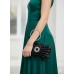 Evening Bags Wholesale - Black Pleated PU Leather w/ Rhinestone Loop Wristlet Evening Bag - BG-7070M-BK